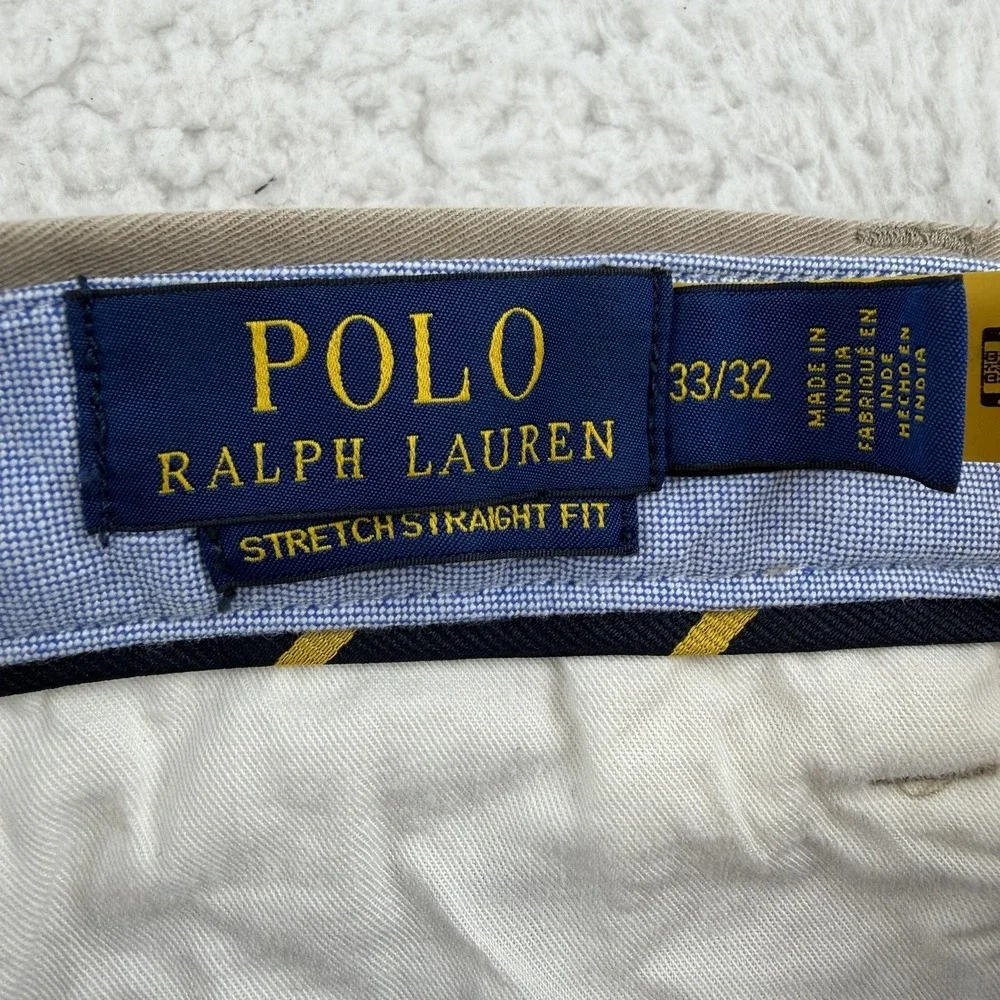 Polo Ralph Lauren Chino Pants Mens 33x32 Beige Regular Fit Stretch Straight